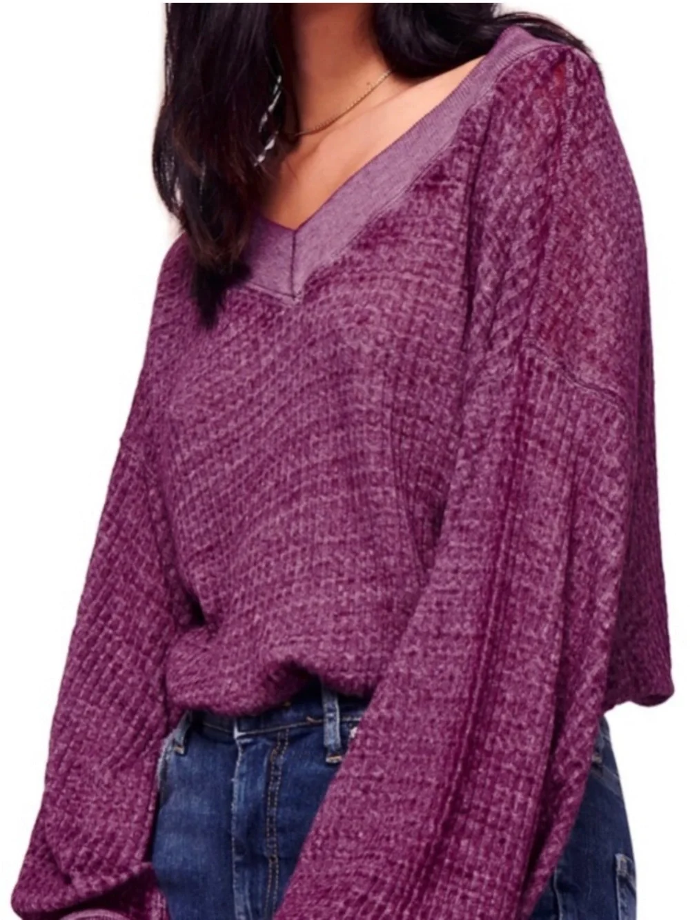 FREE PEOPLE S Maroon Purple South Side Pullover Top